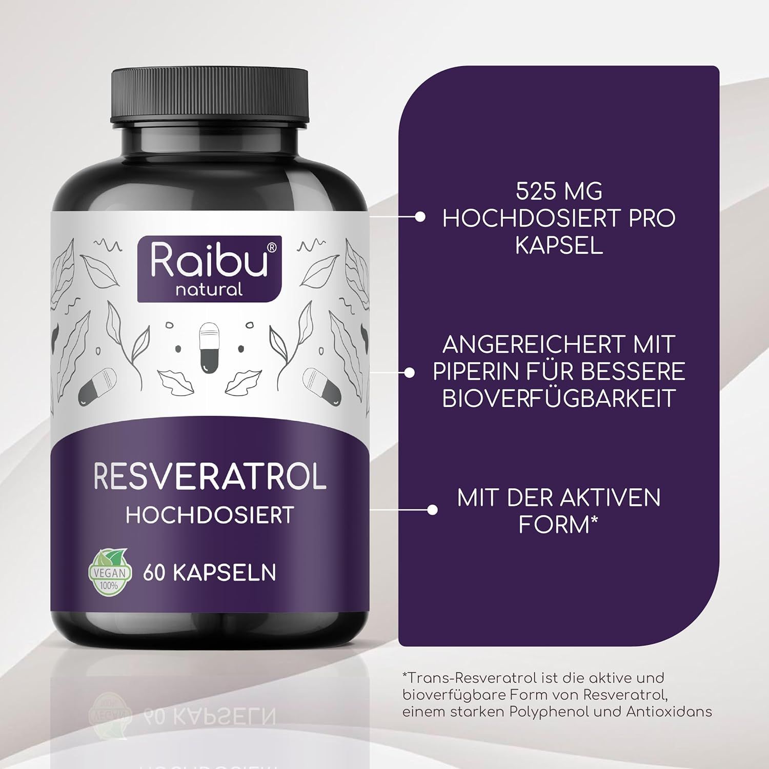 Resveratrolo Capsule 525 mg Alta Potenza - RAIBU
