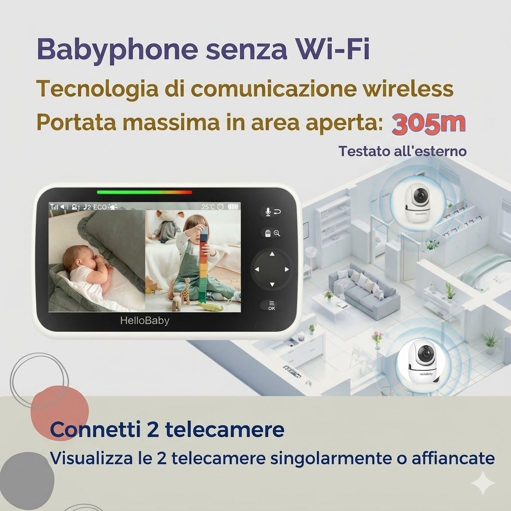 Baby monitor con 2 telecamere HelloBaby