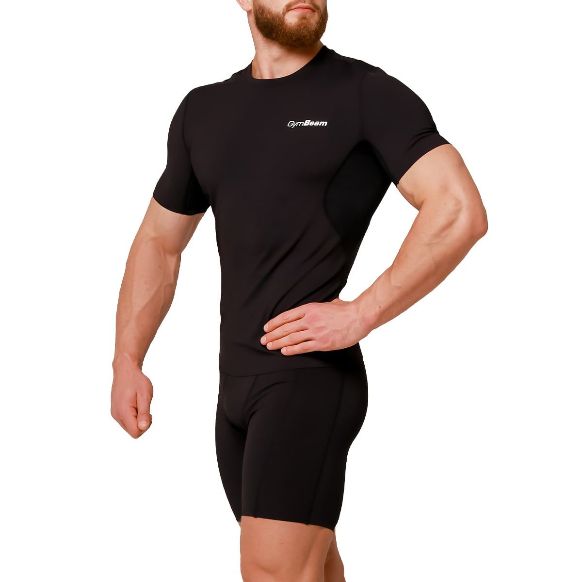 GymBeam Pantaloncini uomo a compressione media con vestibilità slim Black