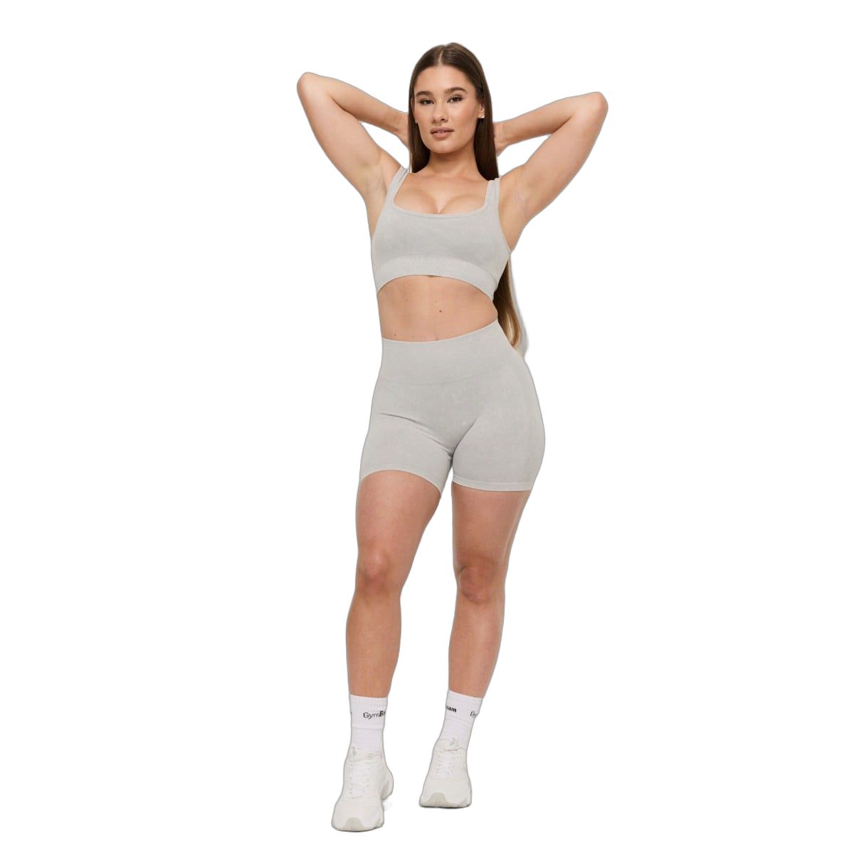 GymBeam Pantaloncini donna Lift Seamless Grey a vita alta senza cuciture