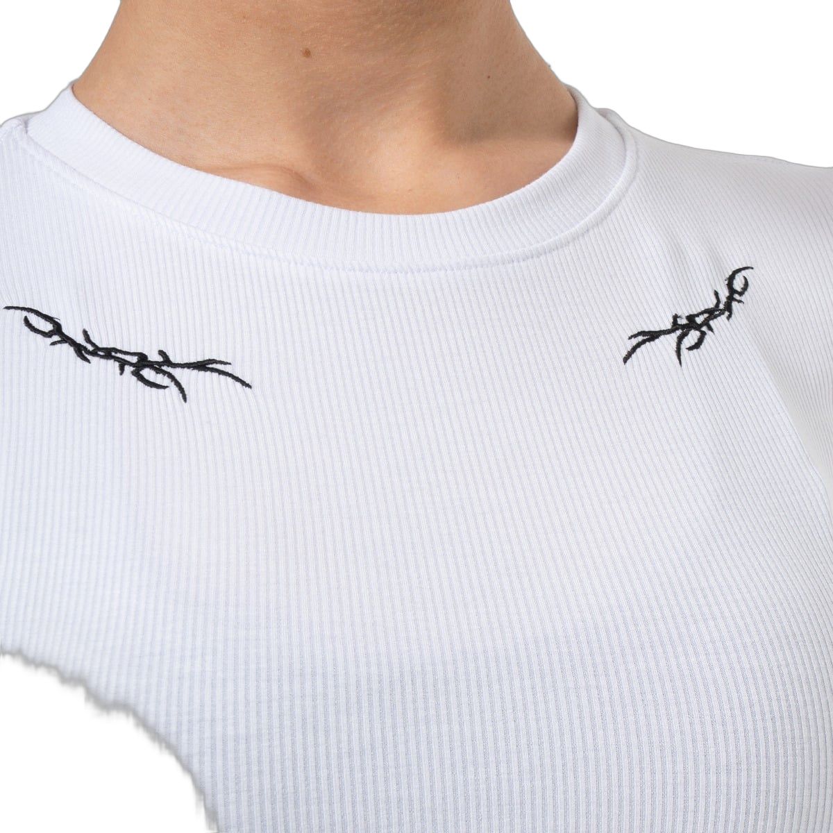 GymBeam Top donna a costine slim Tribal bianco