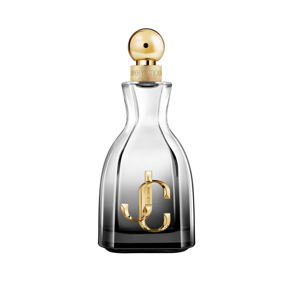 Flacone di profumo con tappo e logo dorati. Sfumatura da trasparente a nero. Logo dorato.