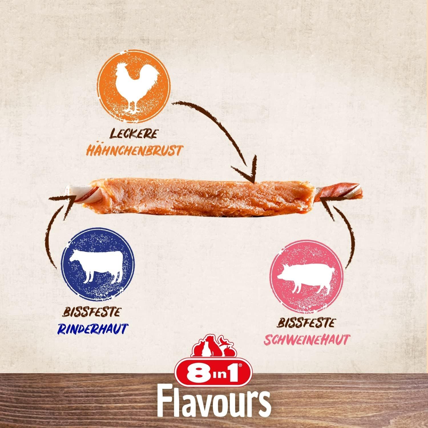 8in1 Triple Flavour Ribs Bastoncini da Masticare per Cani