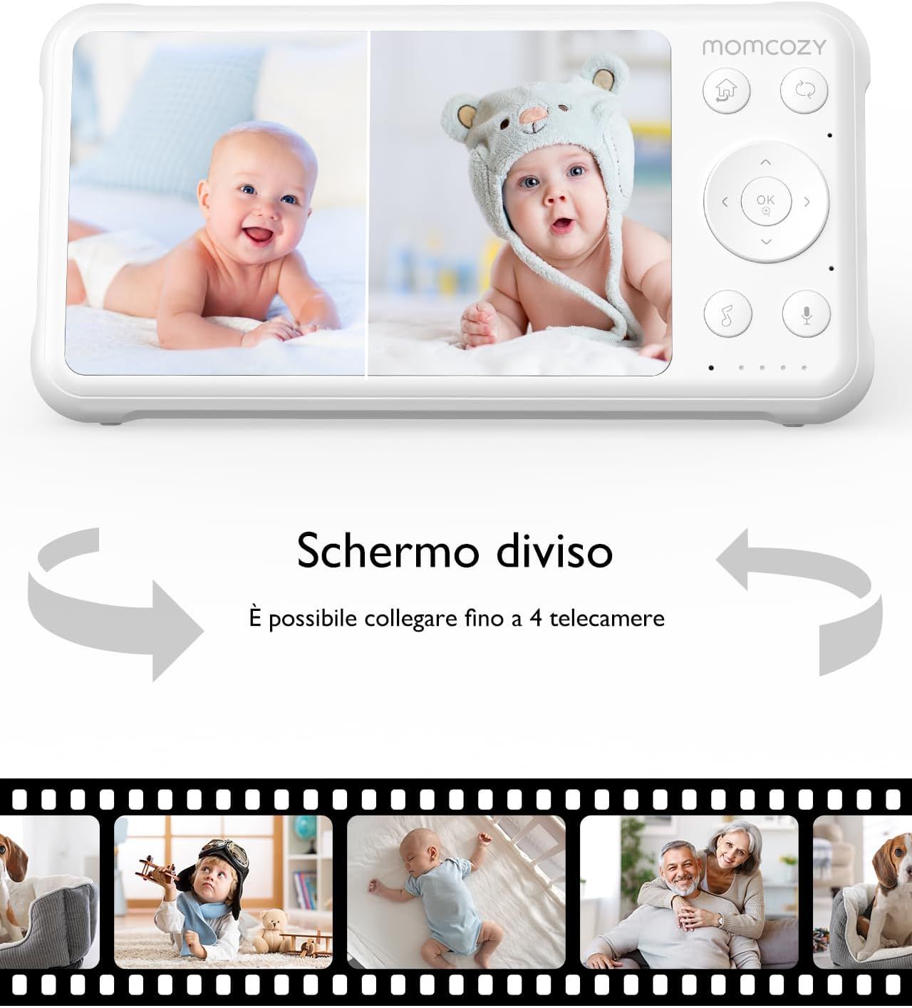 Baby monitor con telecamera Momcozy da 5 pollici con video HD 1080P