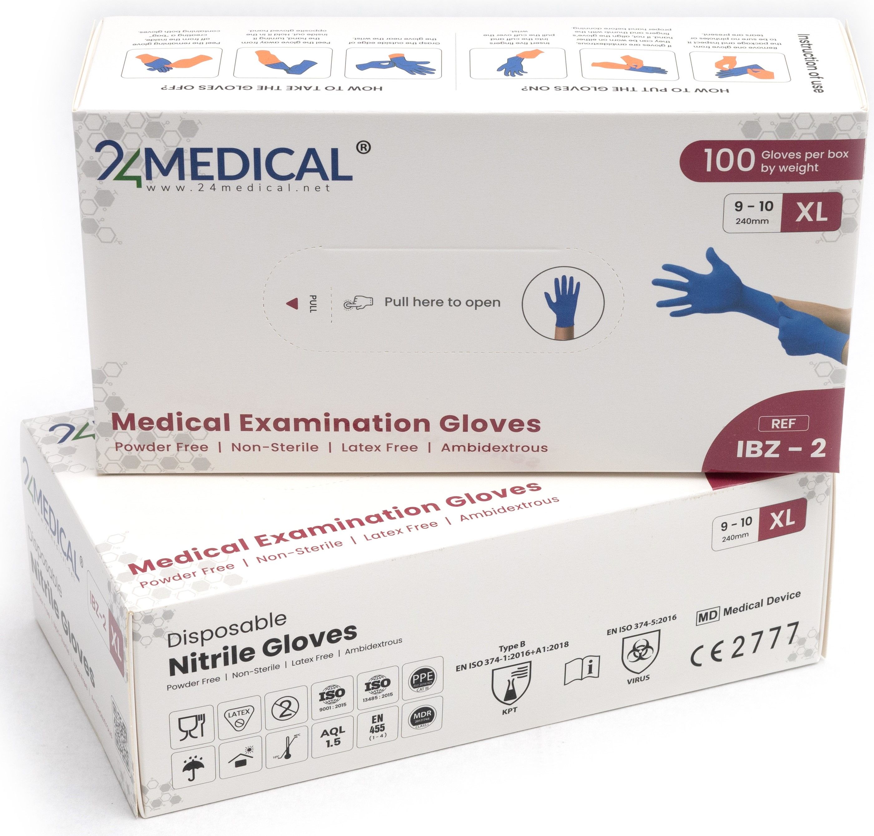 24medical IBZ-2 Guanti in nitrile senza polvere