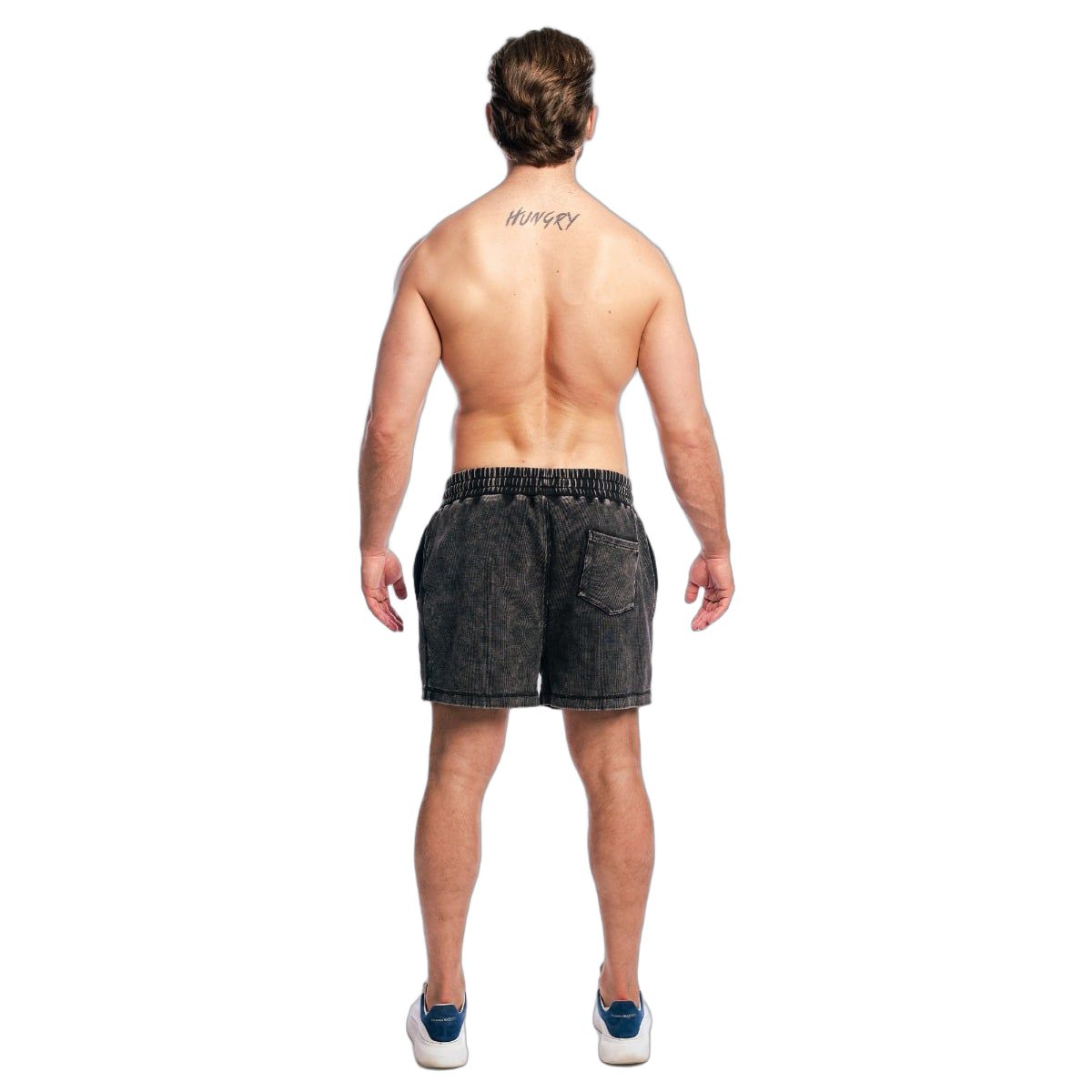 GymBeam Pantaloncini uomo oversize Aura nero slavato