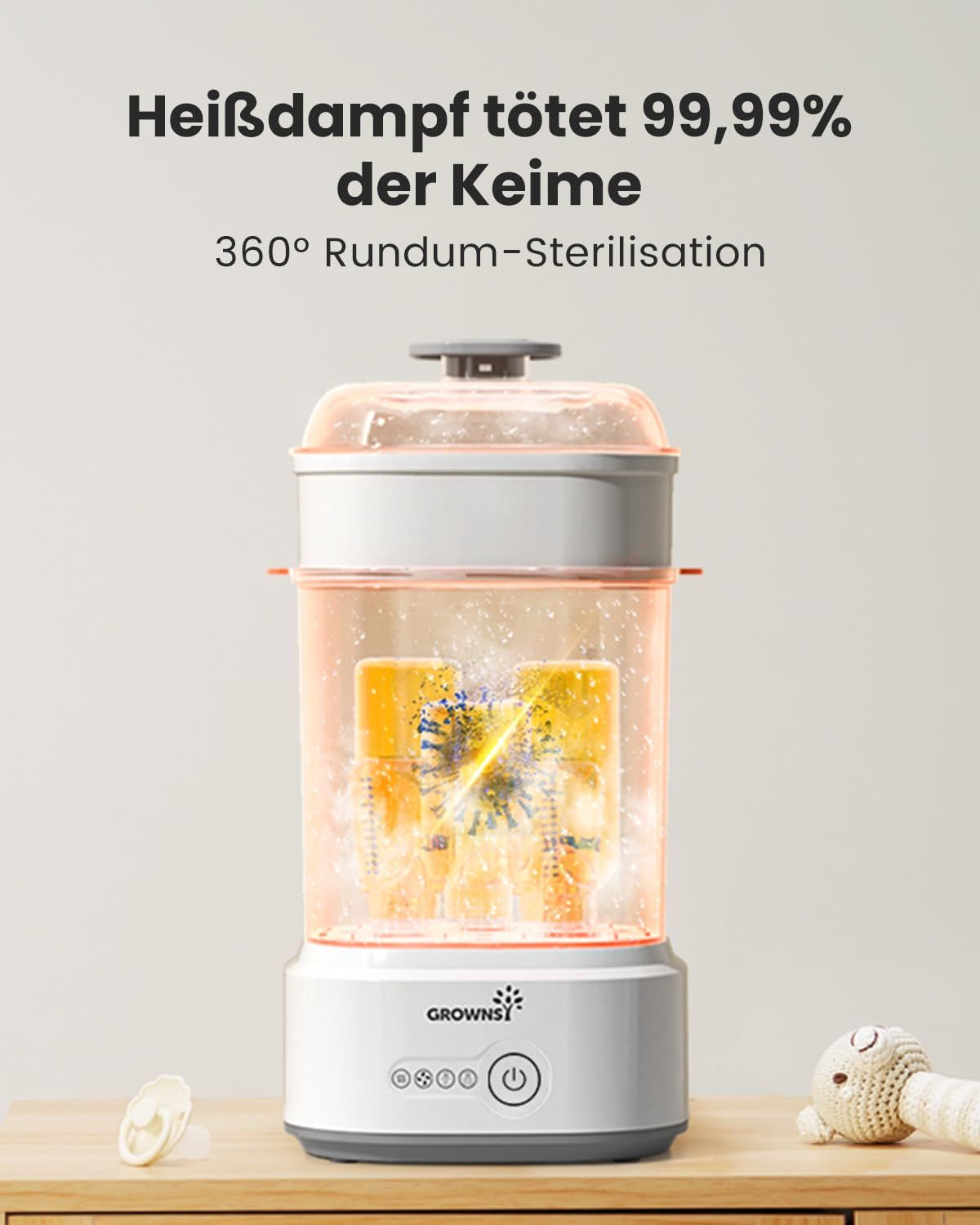 Sterilizzatore per biberon con funzione di asciugatura 5 in 1 Grownsy