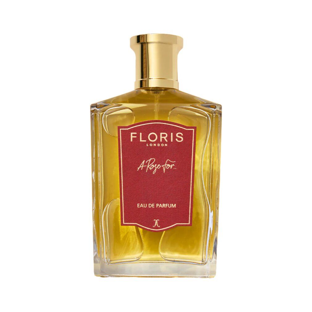 Flacone Floris A Rose For Eau de Parfum con tappo dorato.