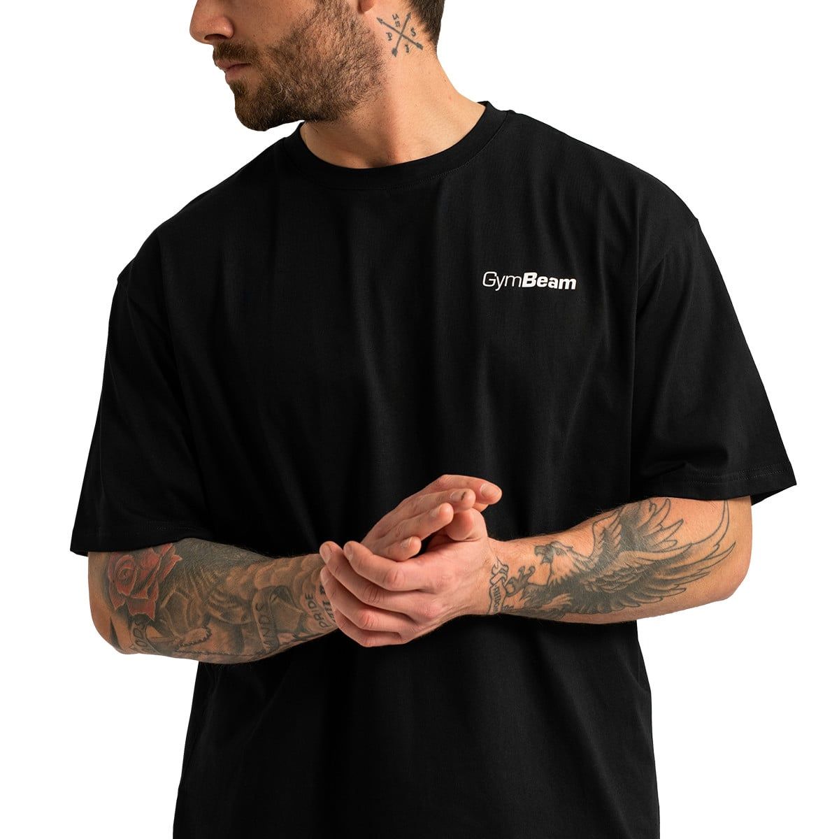 GymBeam T-shirt uomo oversize Limitless Black in cotone