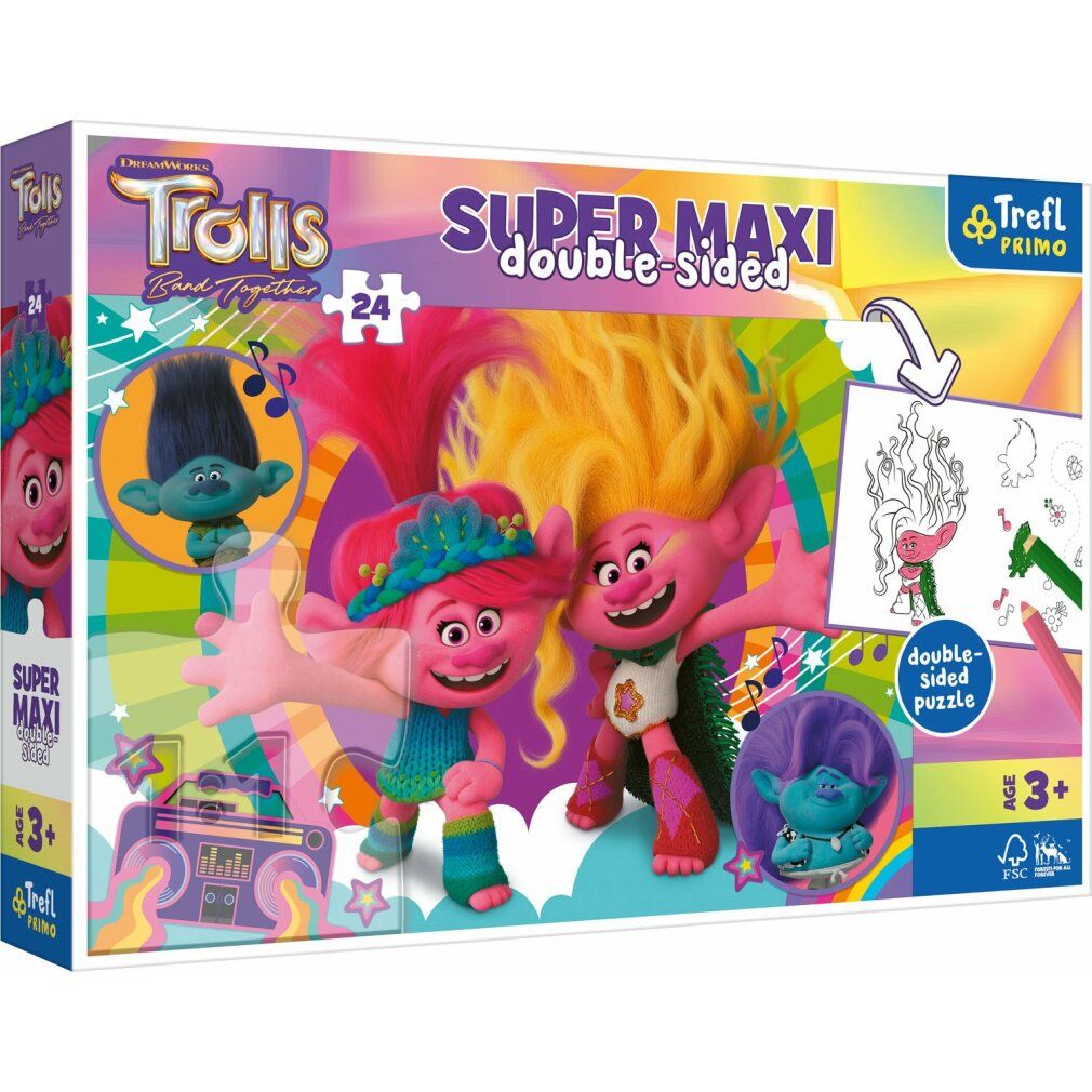 trefl Trolls 3: Happy Troll Day super maxi 24 pezzi.