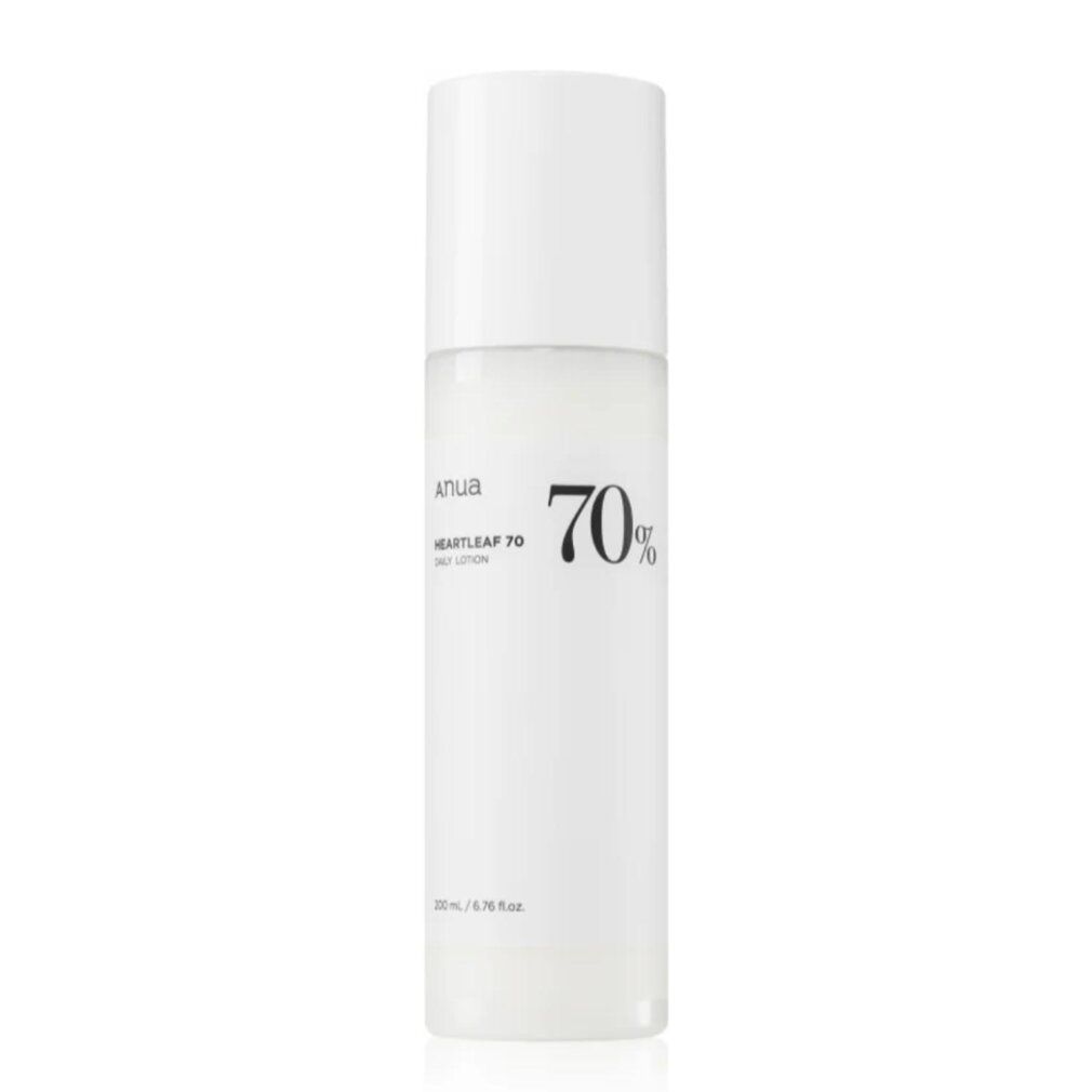 Flacone bianco ANUA Heartleaf 70 Daily Lotion con stampa nera e indicazione di 200ml.