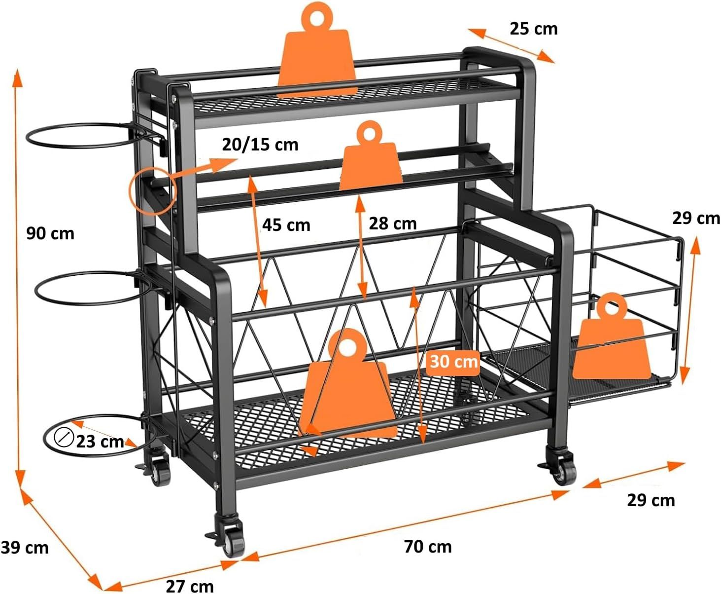FFitness Rastrelliera per Manubri con Ruote Per Attrezzatura da Allenamento FF