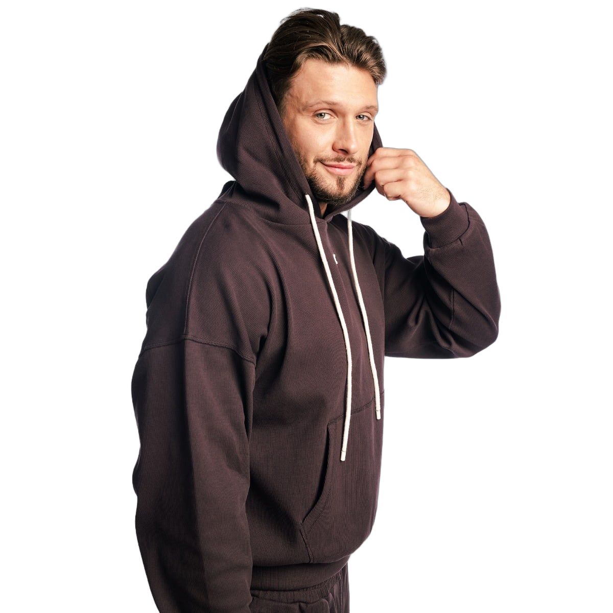 GymBeam Felpa uomo Aura oversize con cappuccio Brown