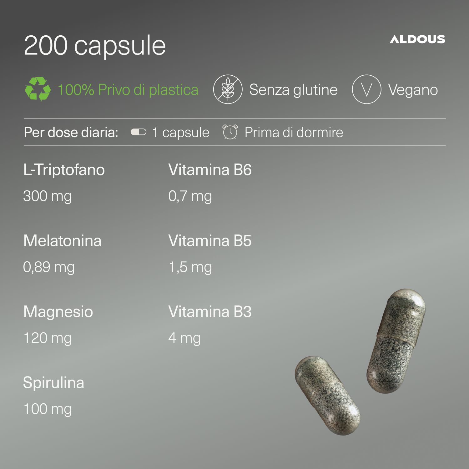 Aldous - Triptofano con Melatonina - Calma, Benessere