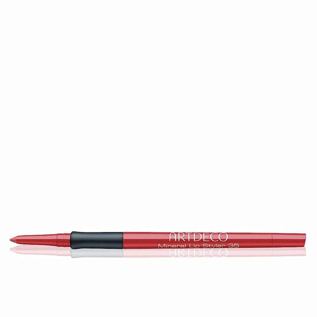 Matita labbra rossa con impugnatura nera. Scritta: Artdeco Mineral Lip Styler 35.