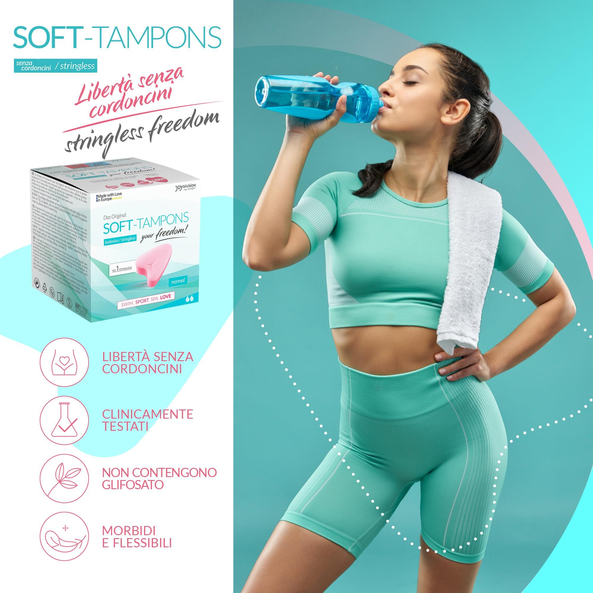 Confezione con due Soft Tampon Normal rosa, senza filo.