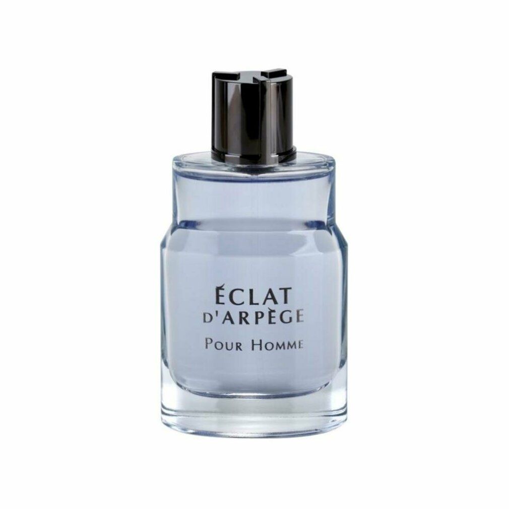 Spray Eau de Toilette azzurro. Scritta: ÉCLAT D'ARPÈGE Pour Homme. Tappo nero.