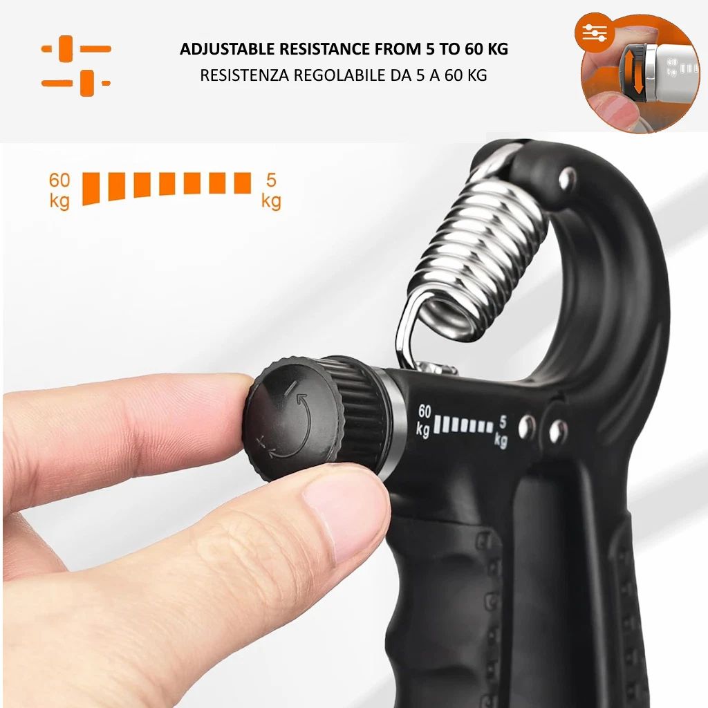 Allenatore manuale Hand Grip Regolabile 5 – 60 Kg  2 pz