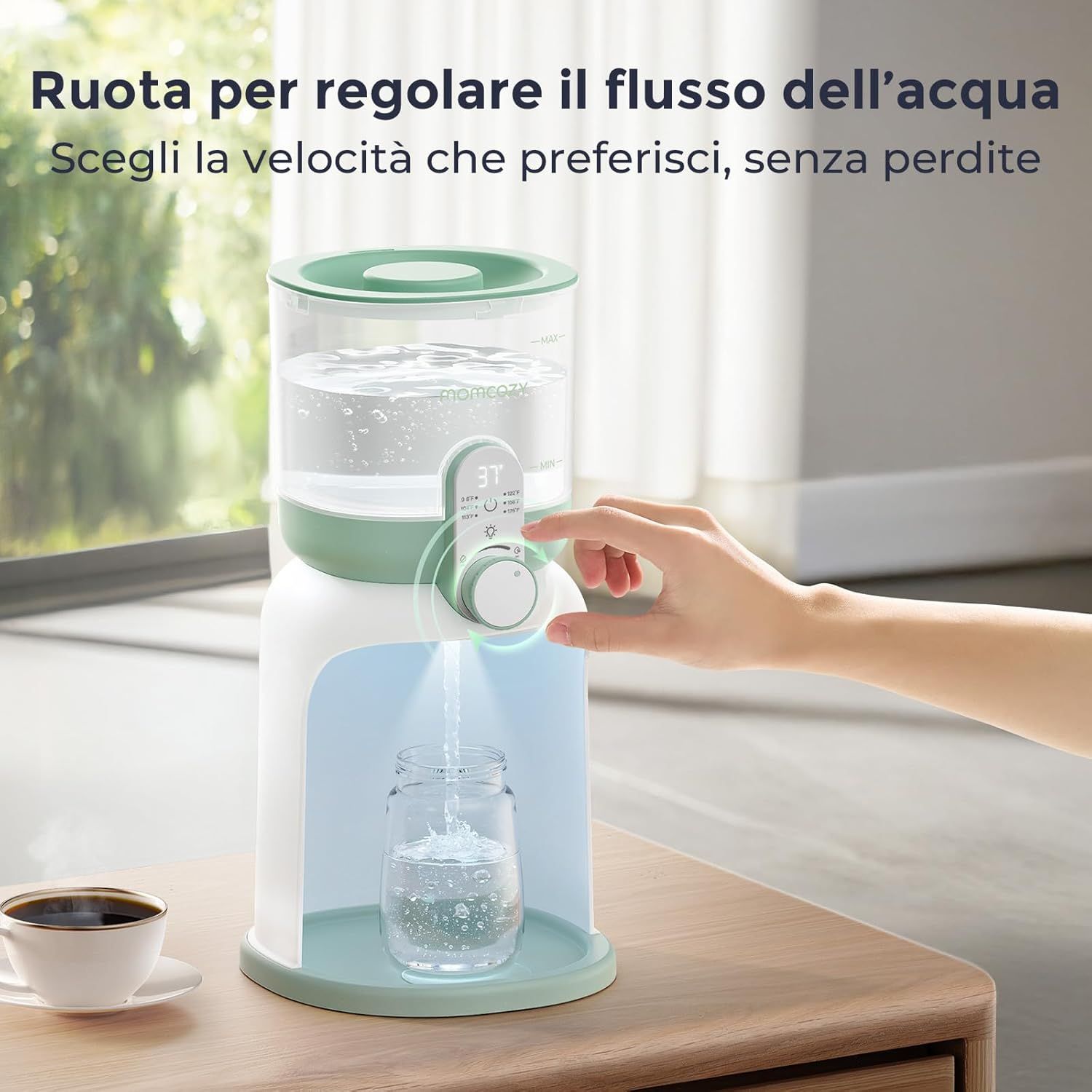 Preparatore di biberon per bambini Momcozy con doppia illuminazione LED