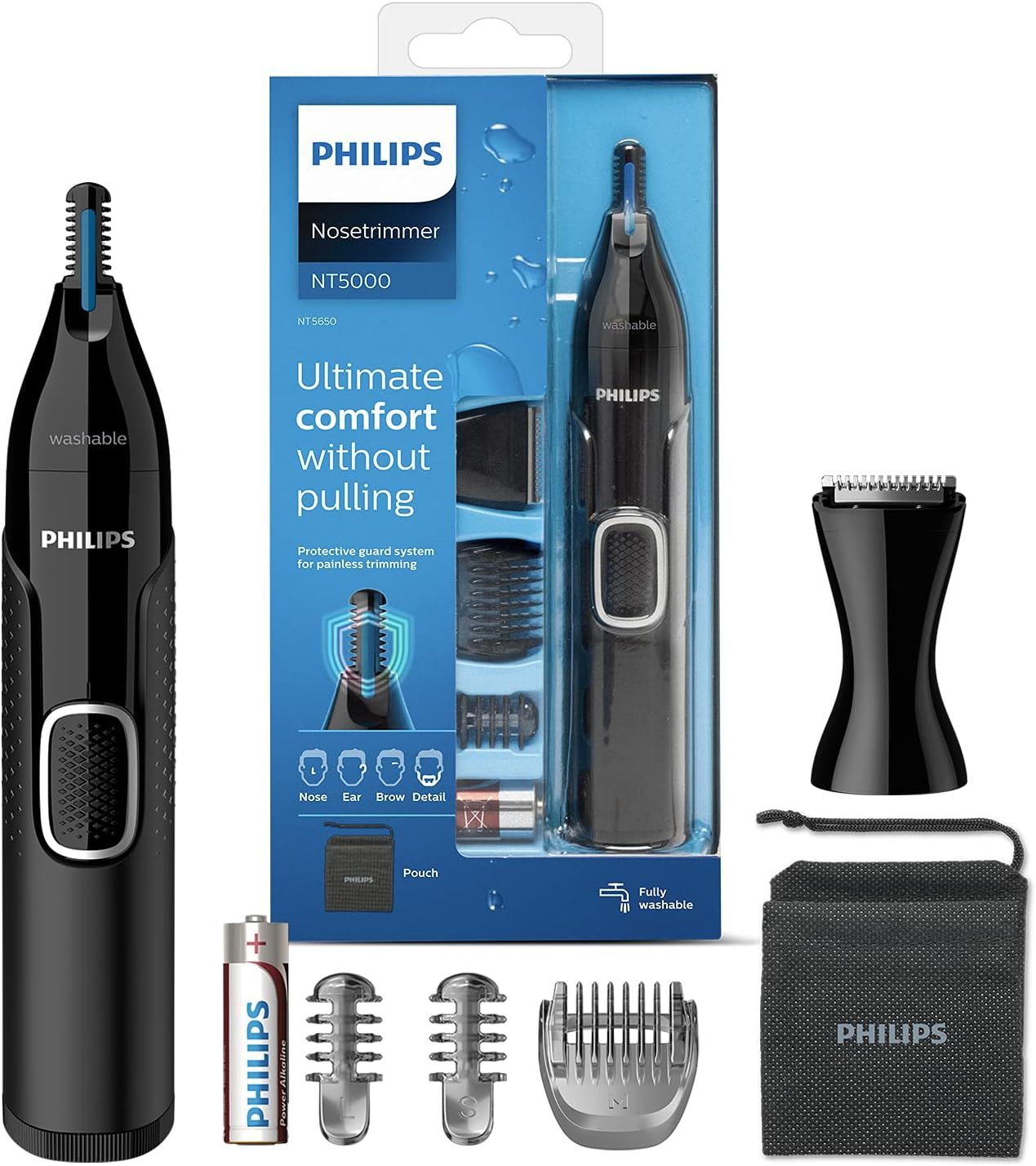 Philips Series 5000, rifinitore per peli di naso e orecchie per la rasatura