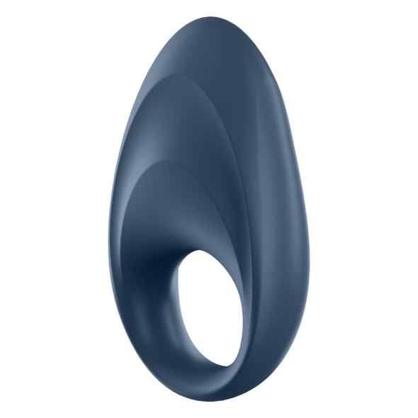 Anello blu, forma ovale, apertura centrale. Scanalature verticali.