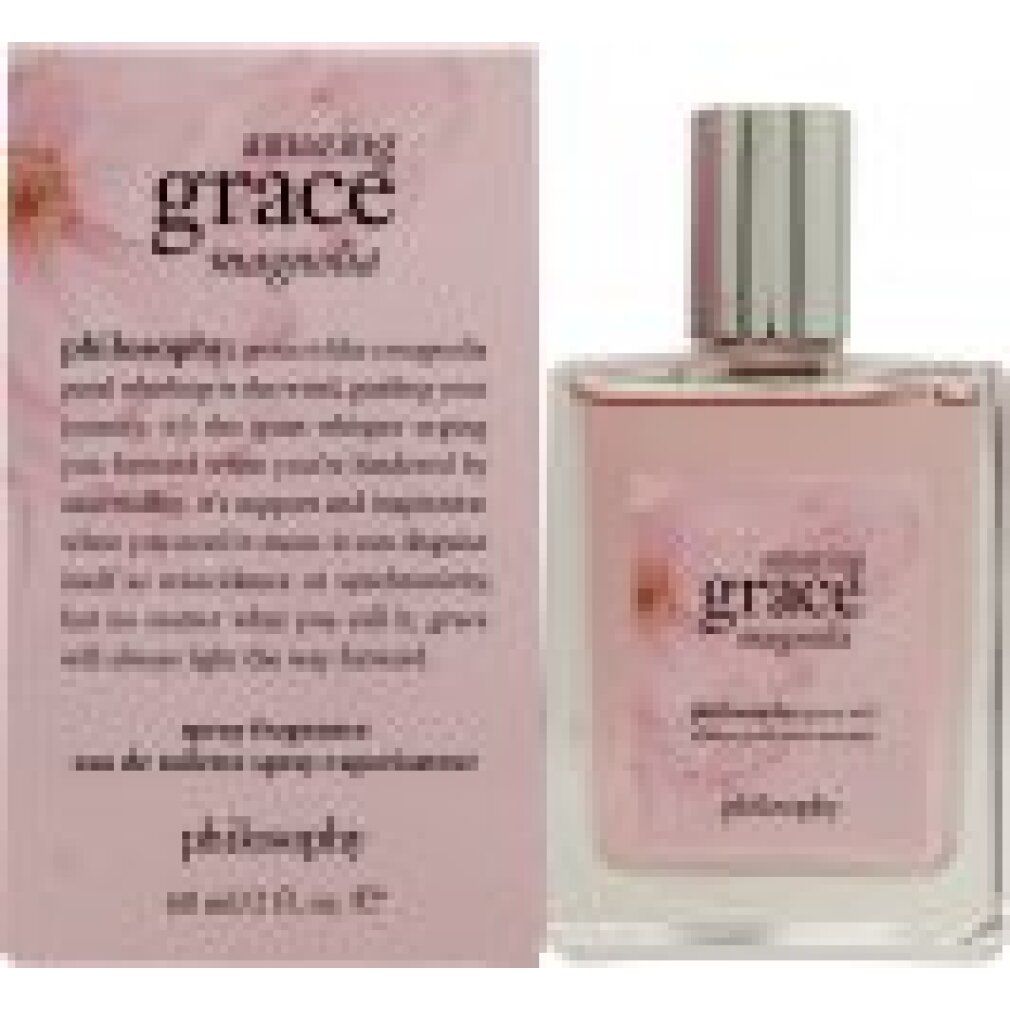 Flacone e scatola rosa. Scritta "amazing grace magnolia" e "philosophy".