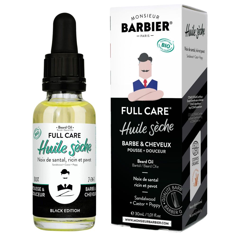 Monsieur BARBIER - Olio per barba e capelli certificato biologico black edition