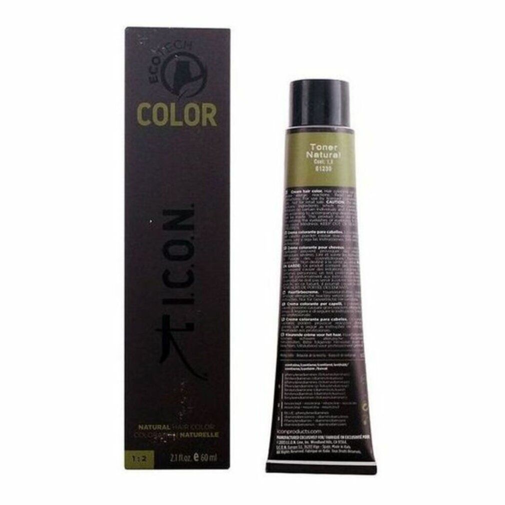 Tubo e scatola di tinta per capelli. Sulla scatola si legge "COLOR" e "ICON". Sul tubo è scritto "Toner Natural".