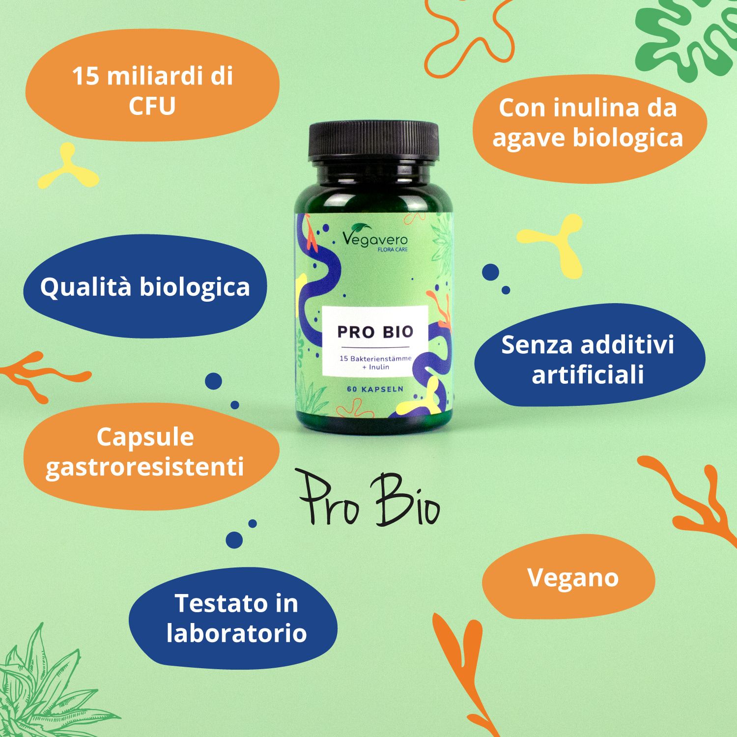 Presentazione circolare delle promesse. Testo: Formule innovative, materie prime di qualità, senza additivi, vegano.