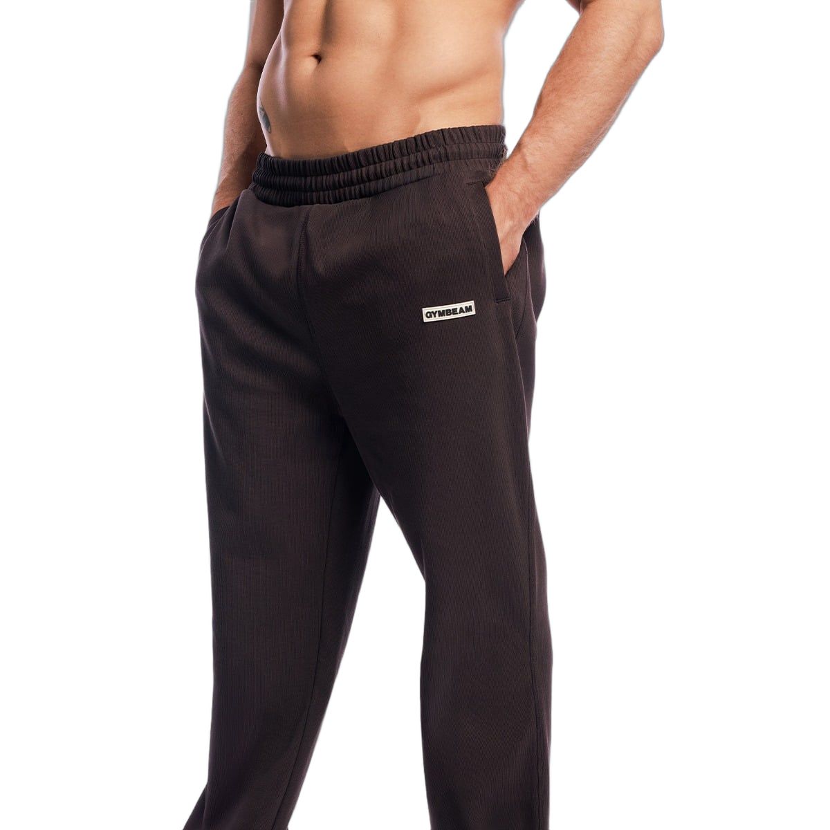 GymBeam Joggers uomo oversize a gamba larga con coulisse Aura Tee Brown