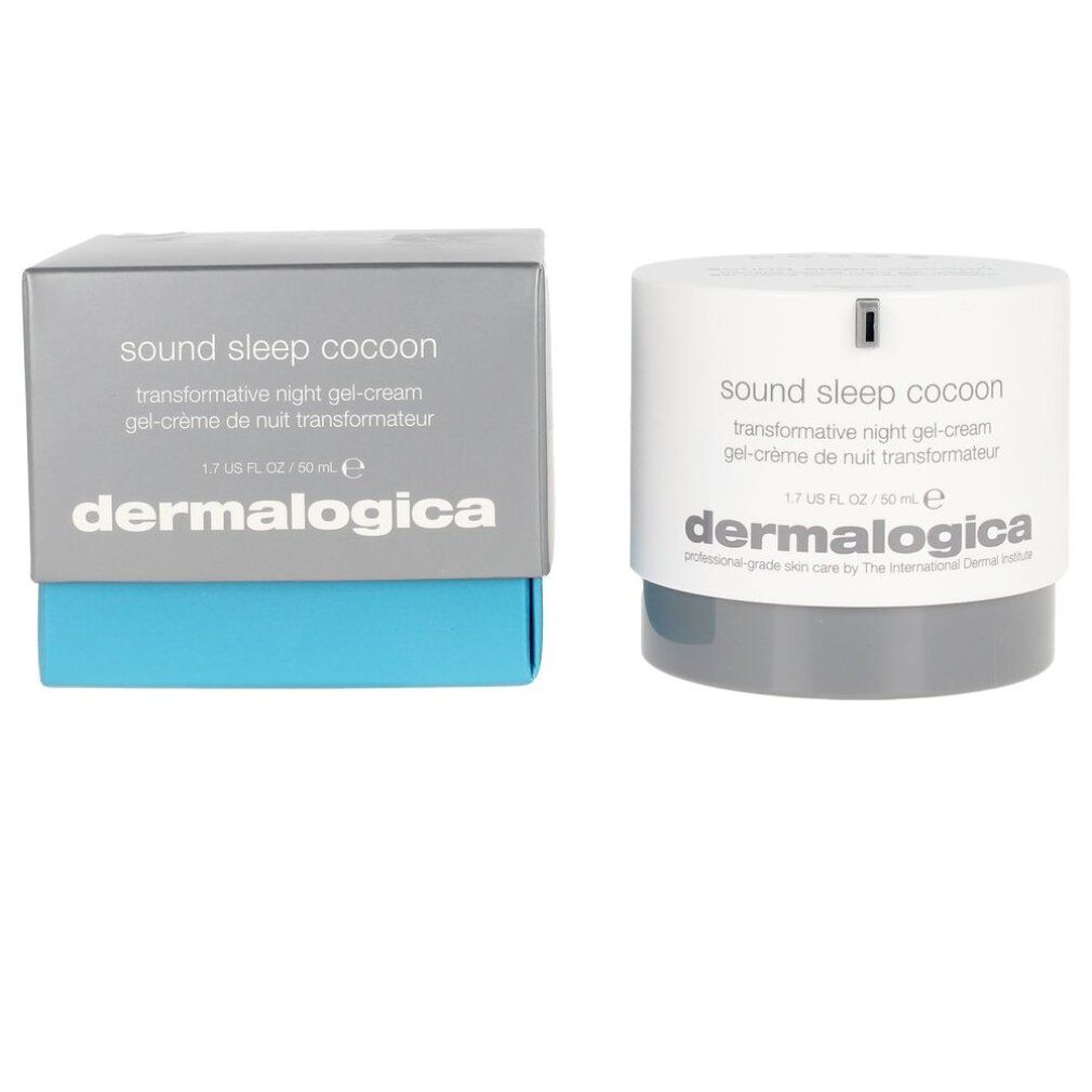 Due contenitori: barattolo e scatola. Scritta: sound sleep cocoon, Dermalogica.