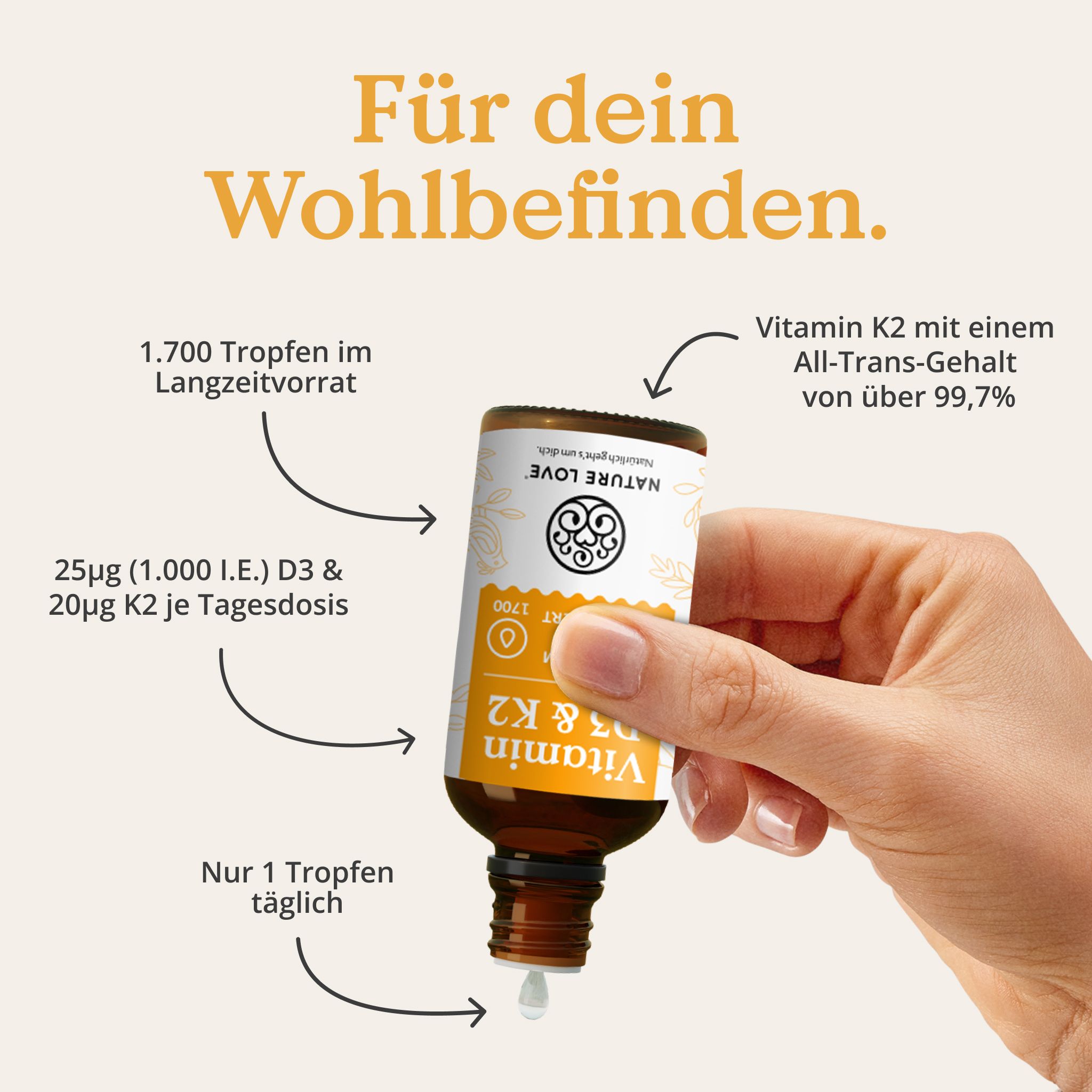 NATURE LOVE® Vitamina D3 e K2