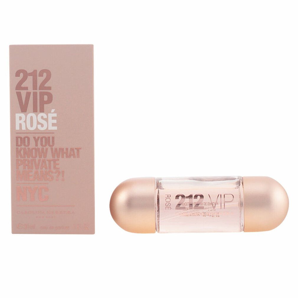 Flacone di profumo e confezione. Flacone sdraiato. Confezione e flacone con scritta 212 VIP Rosé.