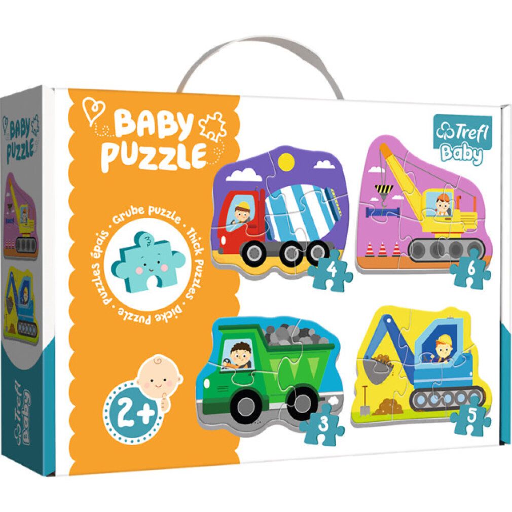 Puzzle per bambini trefl veicoli in cantiere 4in1 (3,4,5,6 pezzi)