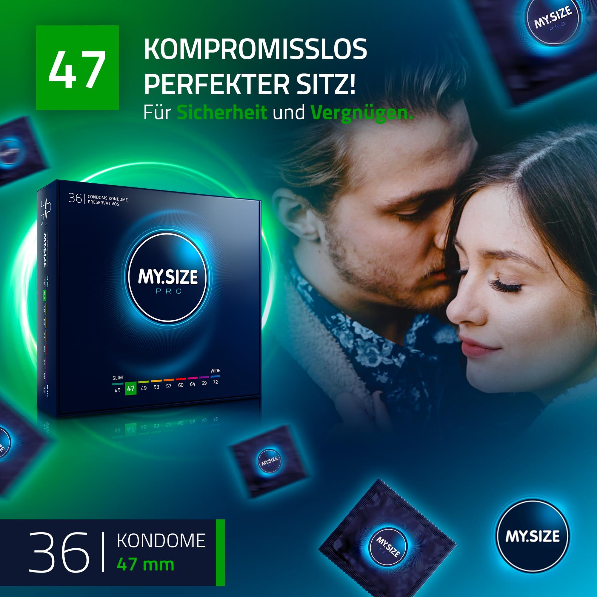 25 preservativi, larghezza nominale 53 mm, in sacchetto di plastica.