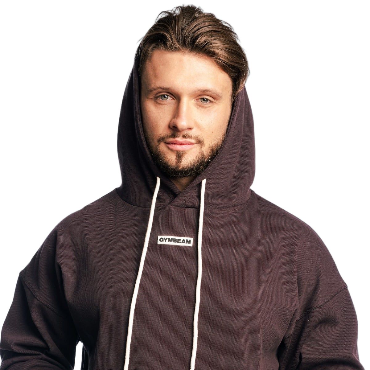 GymBeam Felpa uomo Aura oversize con cappuccio Brown