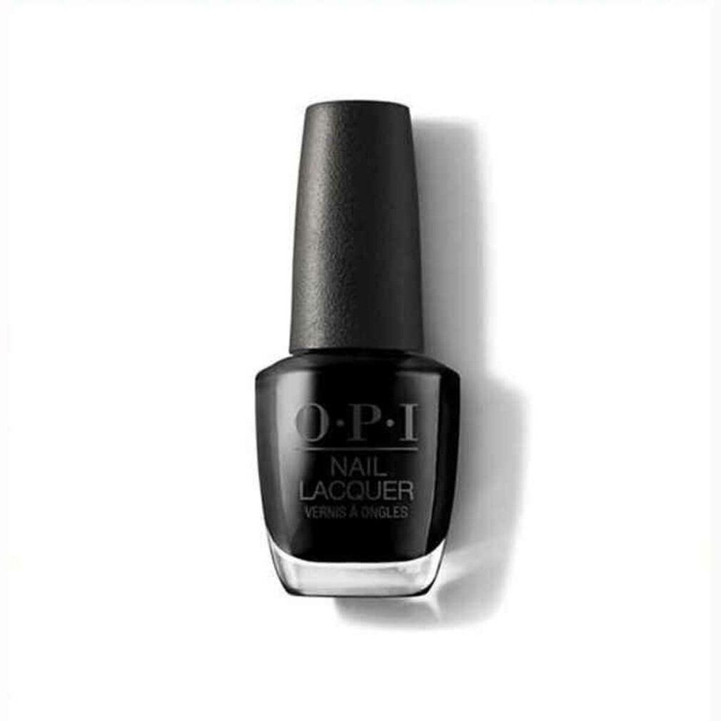 Flacone di smalto per unghie O.P.I nero. Scritta: O.P.I NAIL LACQUER.