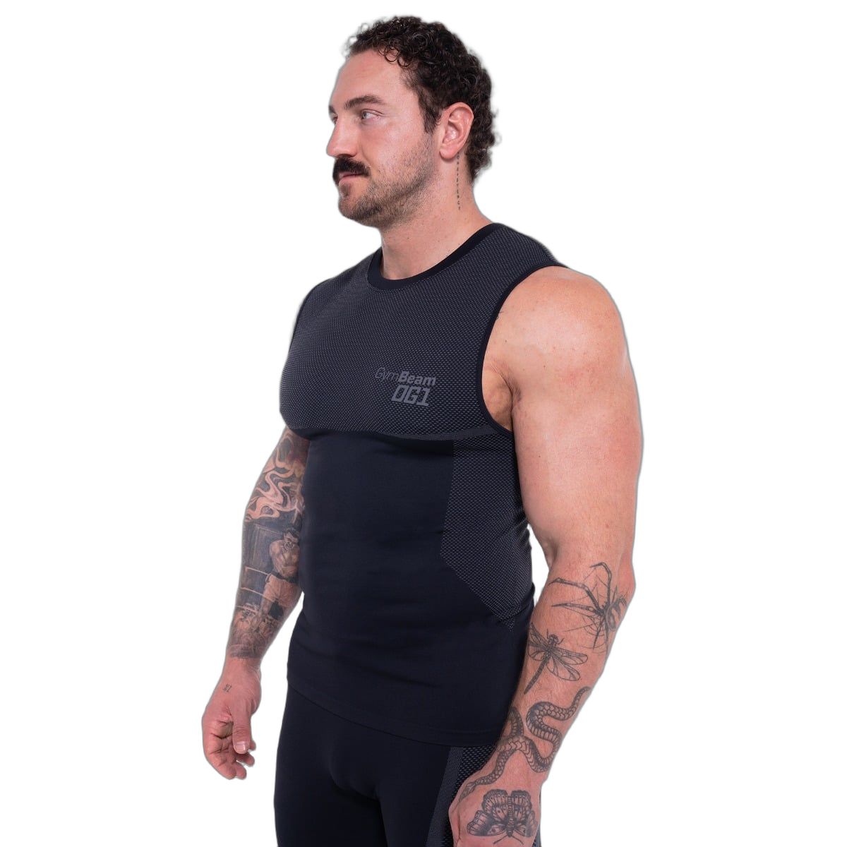 GymBeam Canottiera uomo Seamless OG1 nera e grigia