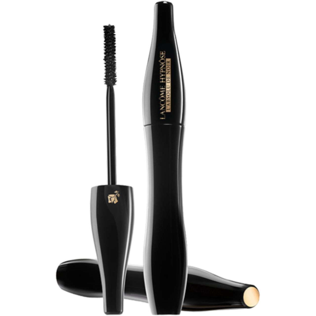 Tubo e spazzola di mascara nero. Scritta: Lancôme Hypnôse L'Absolu de Noir.