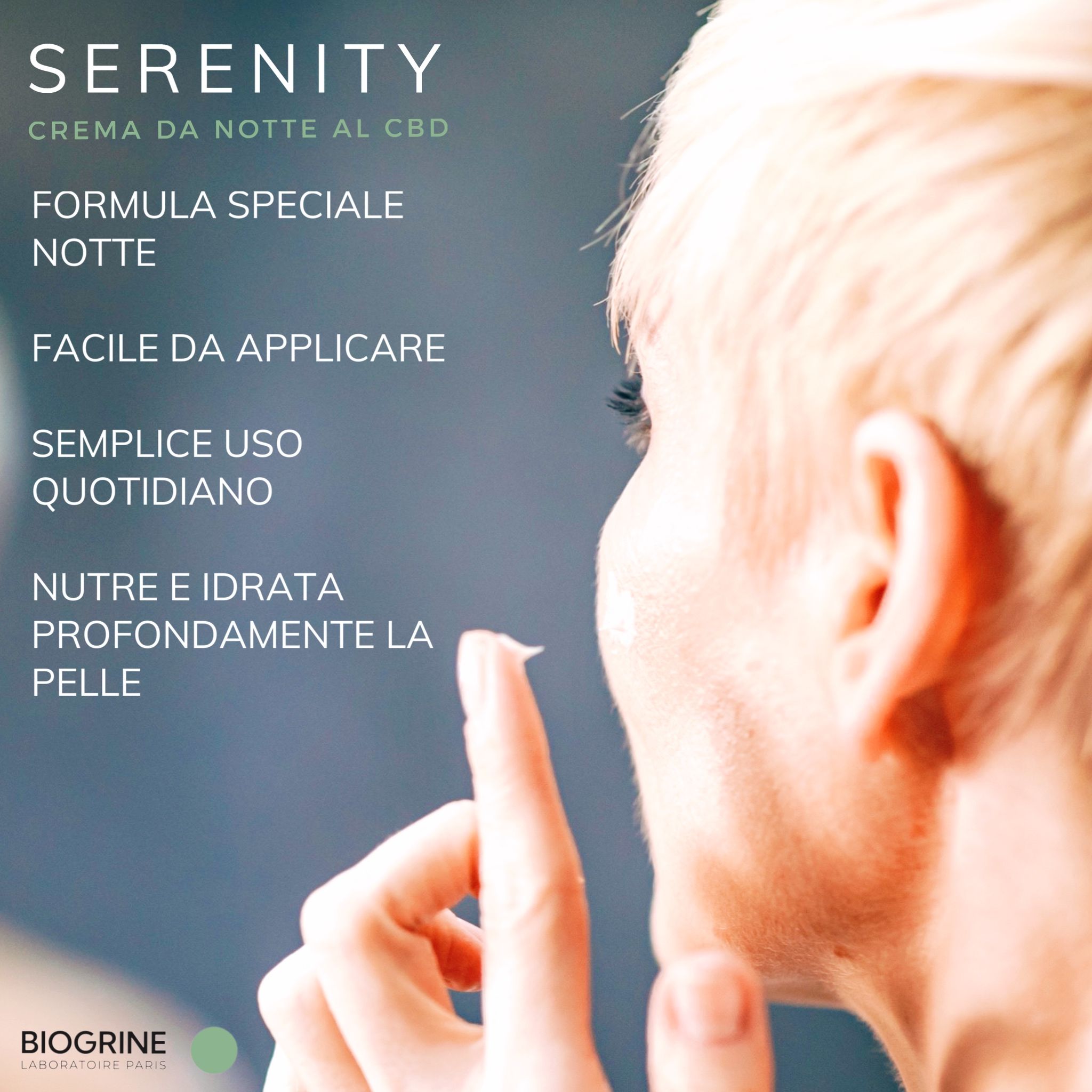 BIOGRINE Crema notte rivitalizzante "SERENITY" – CBD e tè verde