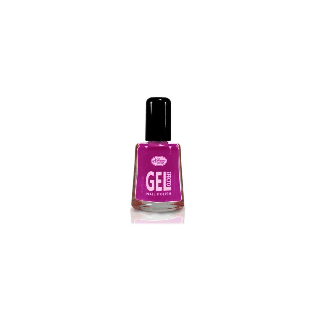 Flacone di smalto rosa, tappo nero. Scritta "GEL EFFETTO NAIL POLISH".