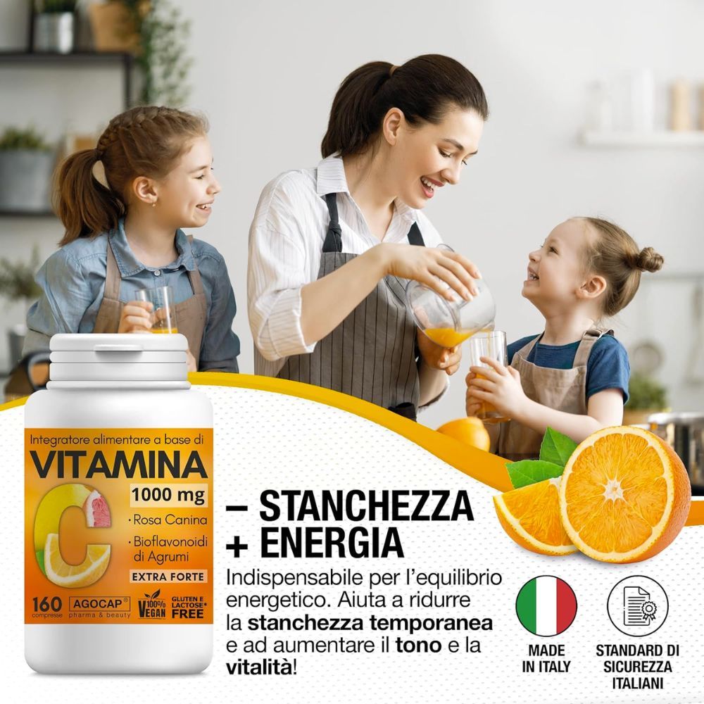 agocap - Integratore a base di Vitamina C 1000 con Bioflavonoidi da Agrumi e Rosa Canina