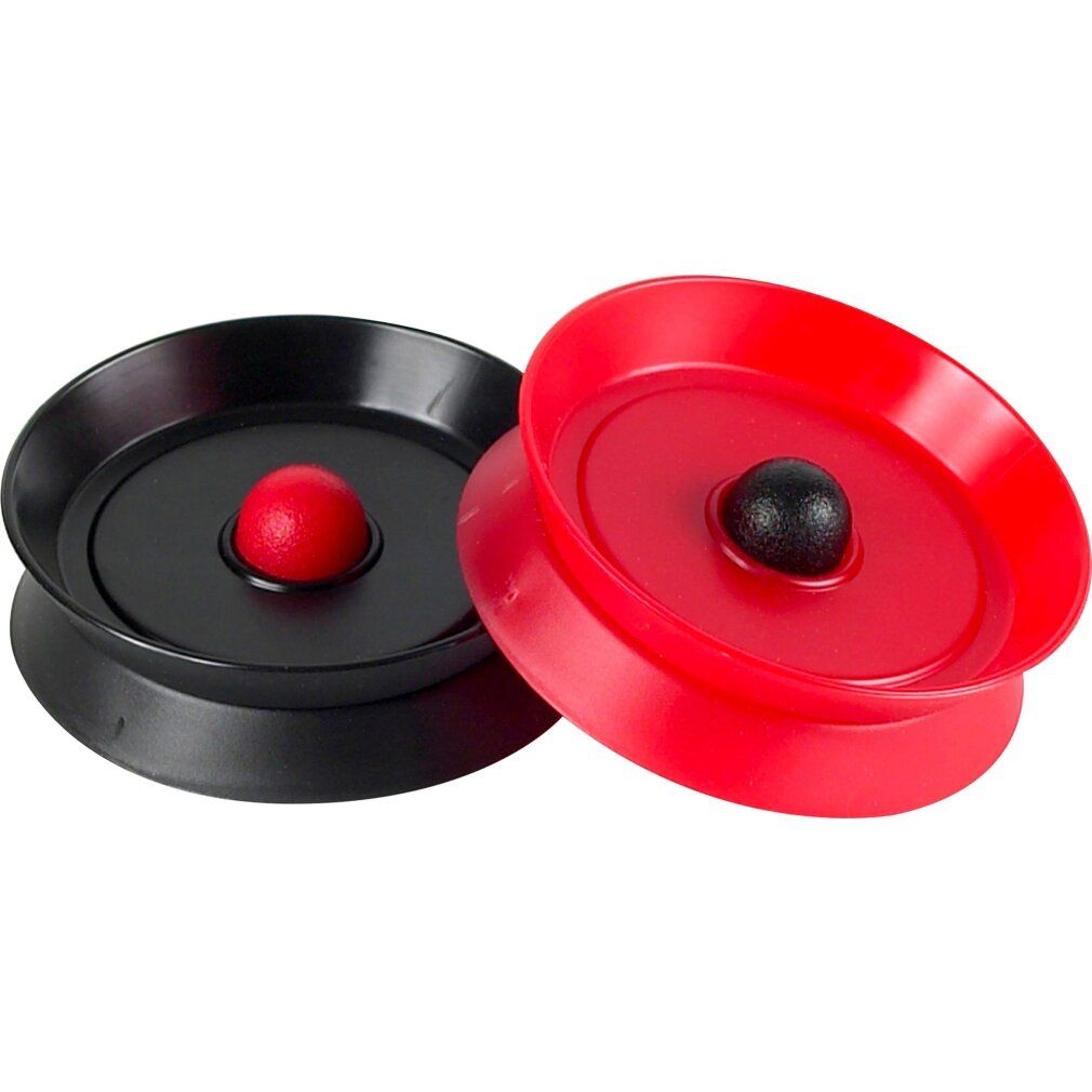 Due porta carte, rosso e nero. Forma rotonda con bottone centrale. Rosso e nero.