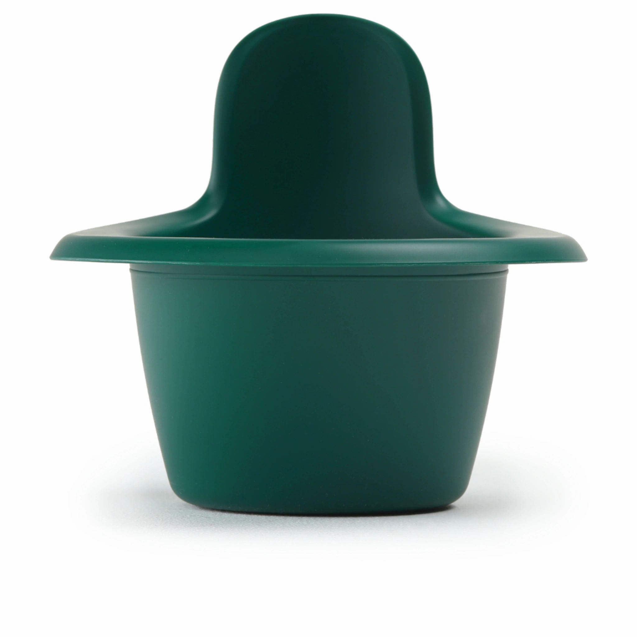 Vasino verde per bambini con bordo largo e schienale alto.