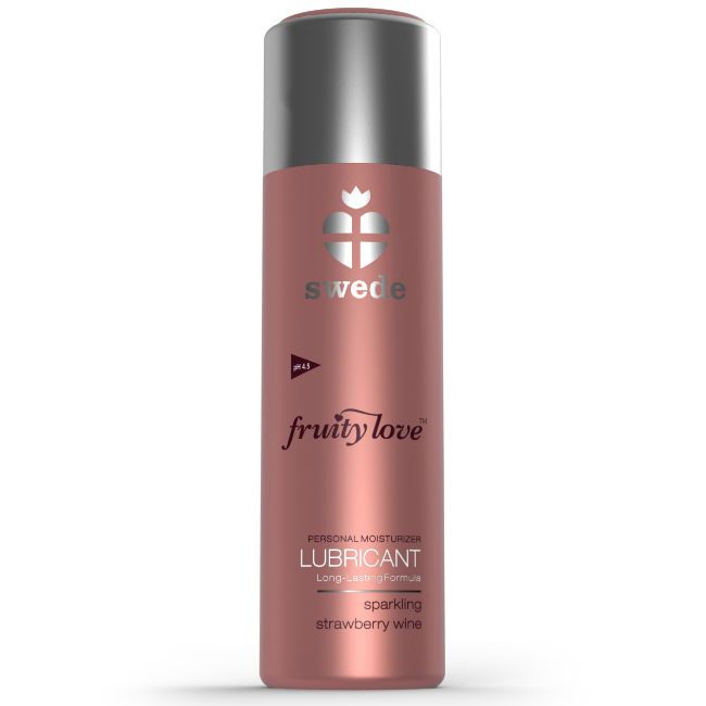Due flaconi di lubrificante Swede Fruity Love, gusto vino fragola.