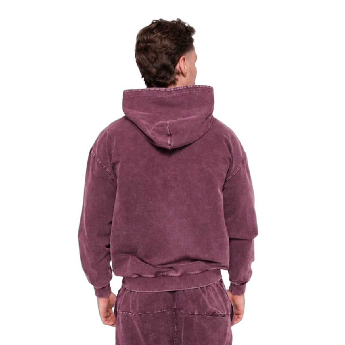 GymBeam Felpa uomo Abyss regular con cappuccio e zip Raisin