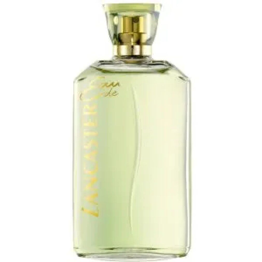 Flacone di profumo Lancaster Eau de Parfum con tappo dorato e scritta.