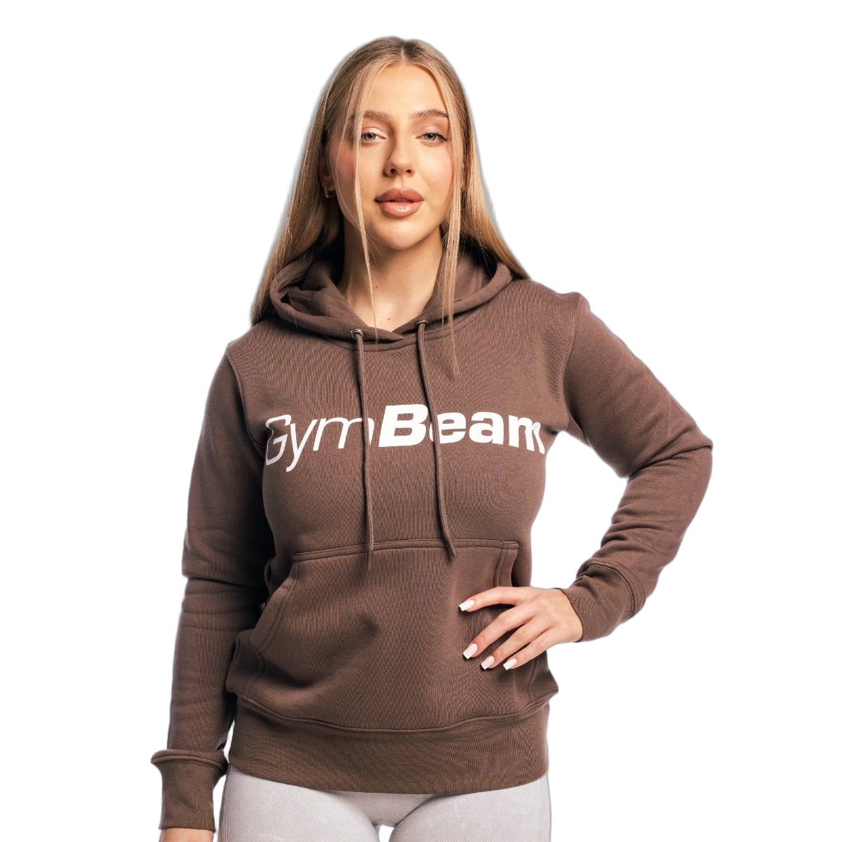 GymBeam Felpa donna Athlete con cappuccio vestibilità regular Cocoa