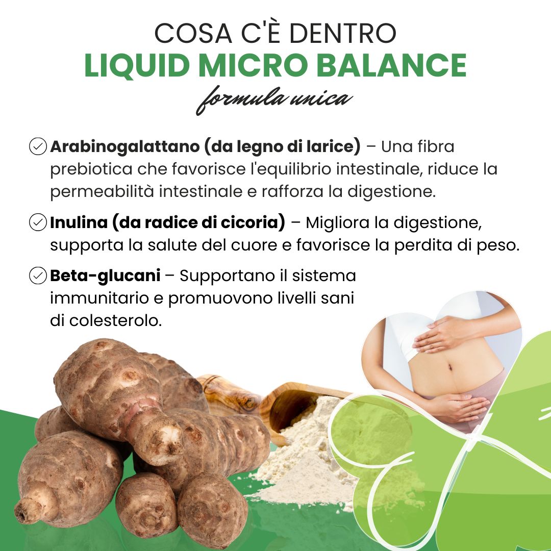 Testo e un'illustrazione degli ingredienti. Informazioni sugli ingredienti di Biostile Liquid Micro Balance.