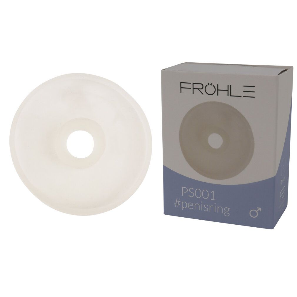 Prodotto a forma di anello accanto alla confezione. Confezione: FRÖHLE, PS001, #penisring. Simbolo maschile.